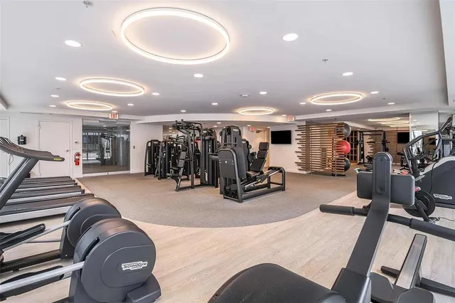 a view of a room with gym equipment