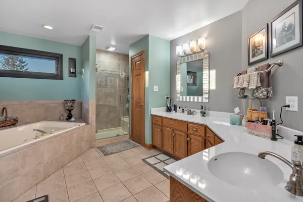 a bathroom with a bathtub