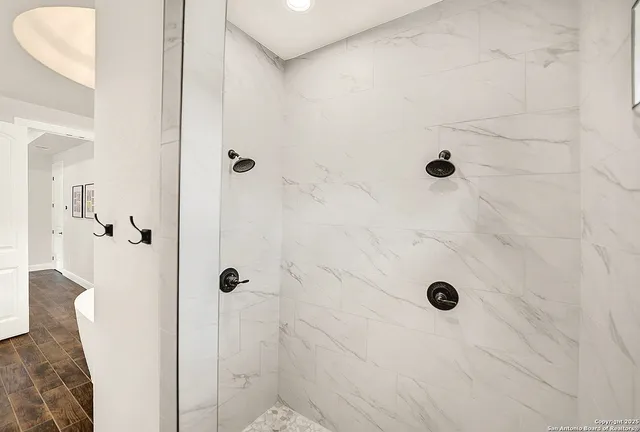 a bathroom with a shower