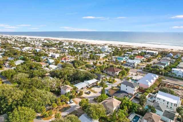 a view of city and green space