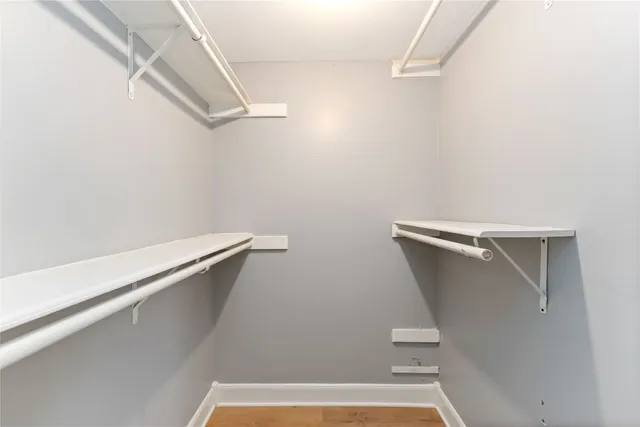 a view of small space with racks on the wall