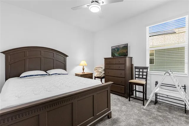 a bedroom with a bed and a television