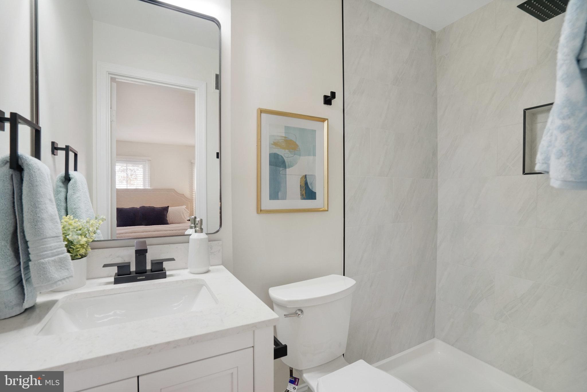 3135 14th Street South Arlington, VA 22204 - Photo 29 of 53 a bathroom with a sink a toilet and mirror