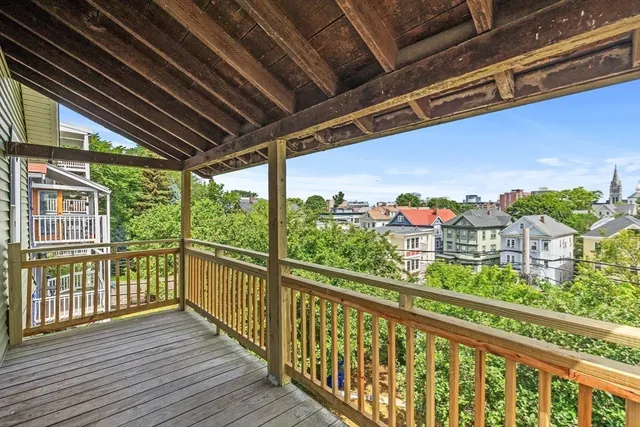 a view of a city from a balcony