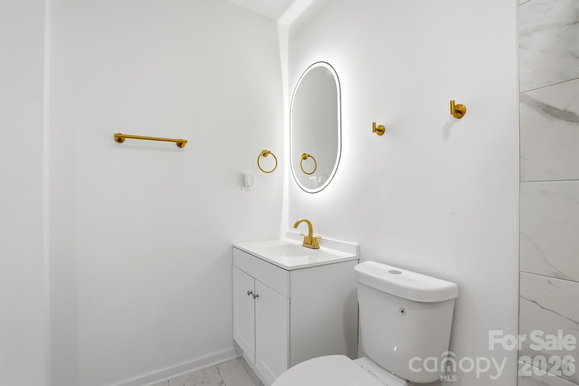 704 West Border Street Dallas, NC 28034 - Photo 32 of 48 a bathroom with a sink a toilet and a mirror