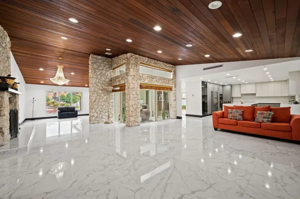 a view of a room with furniture