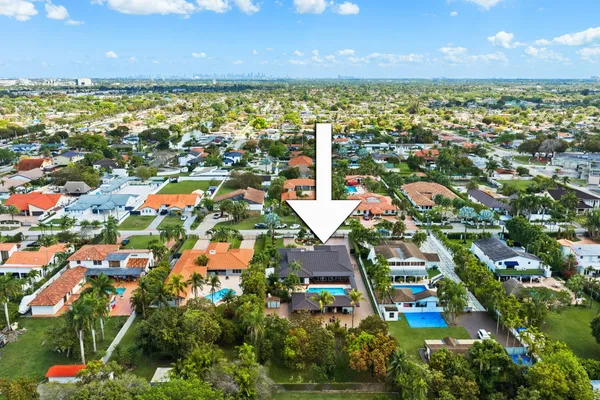 aerial view of a multi story building