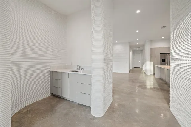 a view of a kitchen with a sink
