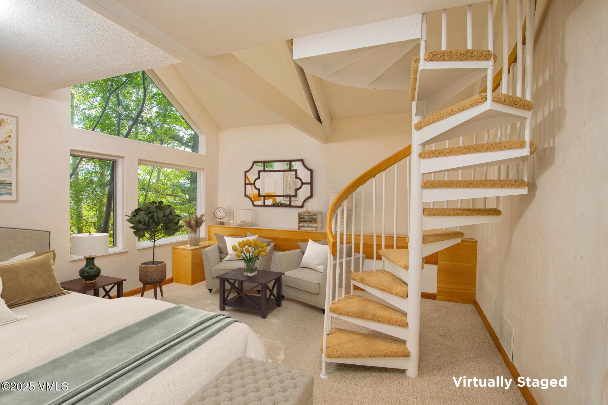 1461 Greenhill Court, Unit A AND B Vail, CO 81657 - Photo 9 of 44 a bedroom with furniture and a large window