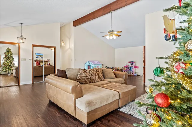 a living room with furniture and a couch