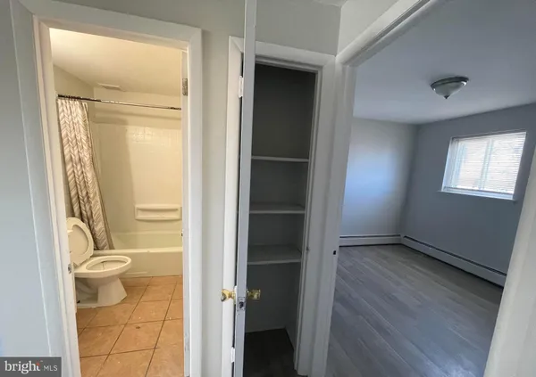 wooden floor and bathroom in a bathroom