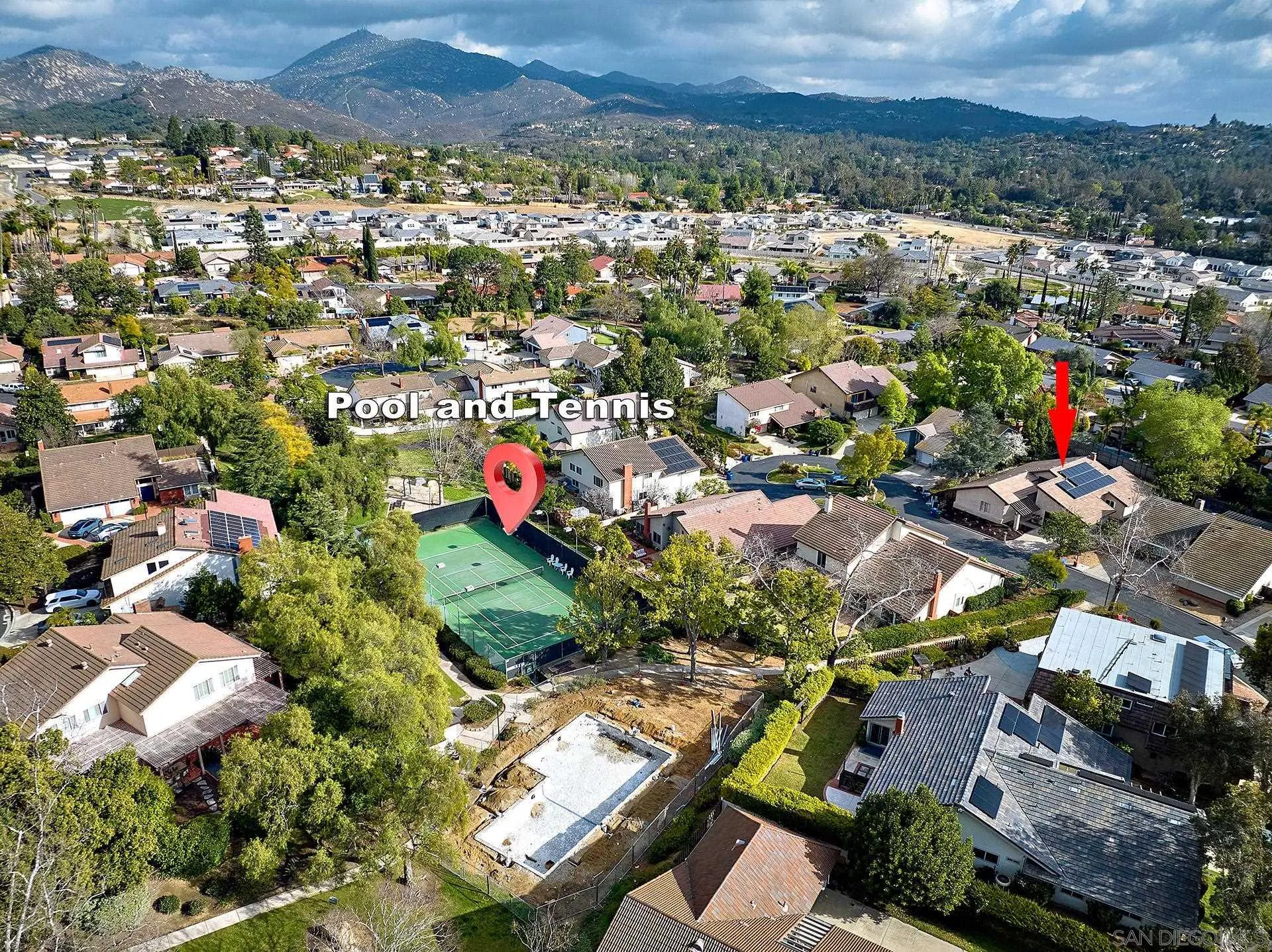 13269 Vinter Way Poway, CA 92064 - Photo 3 of 32 an aerial view of residential houses with outdoor space and trees