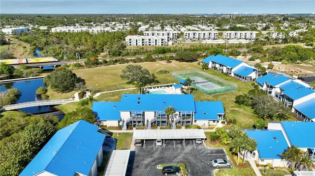 a view of a city with an ocean view