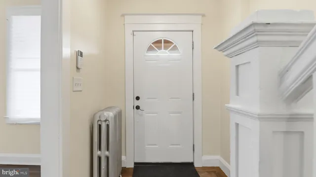 a front view of a house with a door