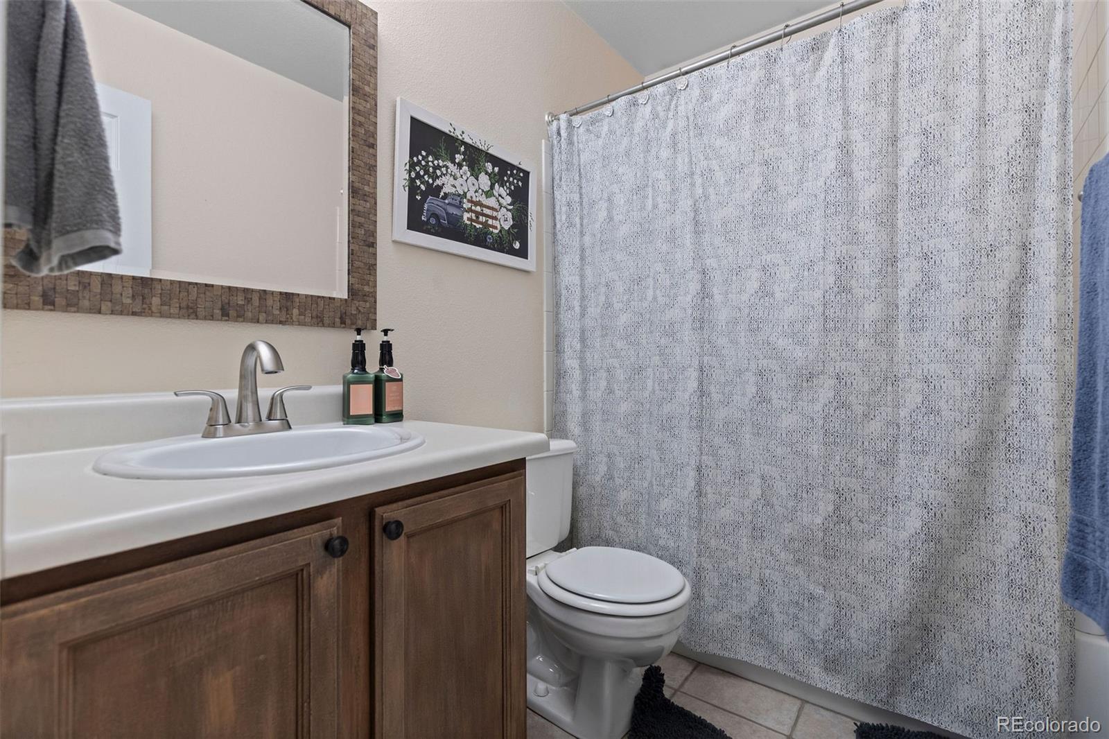 10565 Hyacinth Place Highlands Ranch, CO 80129 - Photo 22 of 33 a bathroom with a sink a toilet and mirror