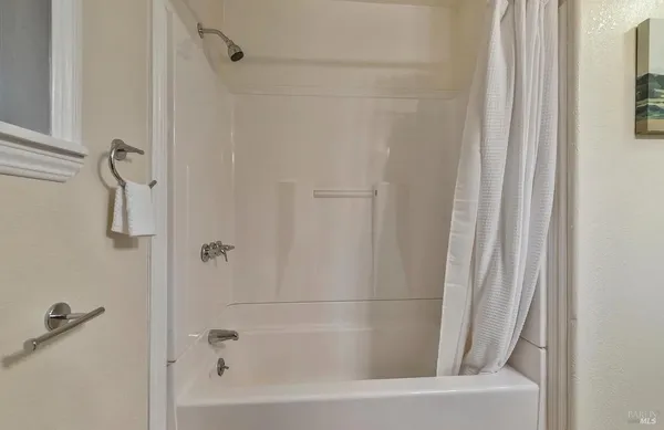 a bathroom with a bathtub