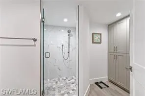 a bathroom with a shower