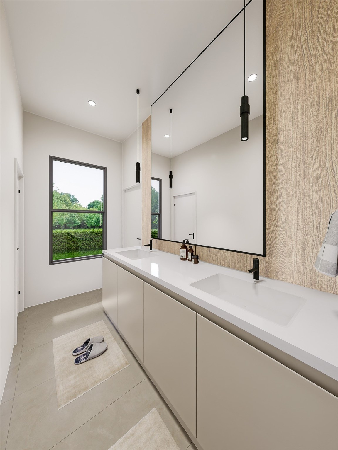 2905 Jones Street Houston, TX 77026 - Photo 18 of 23 a bathroom with a double vanity sink and mirror