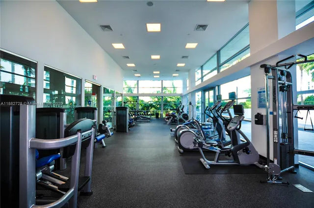 a view of a room with gym equipment