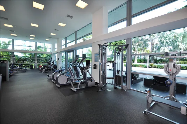 a view of a room with gym equipment
