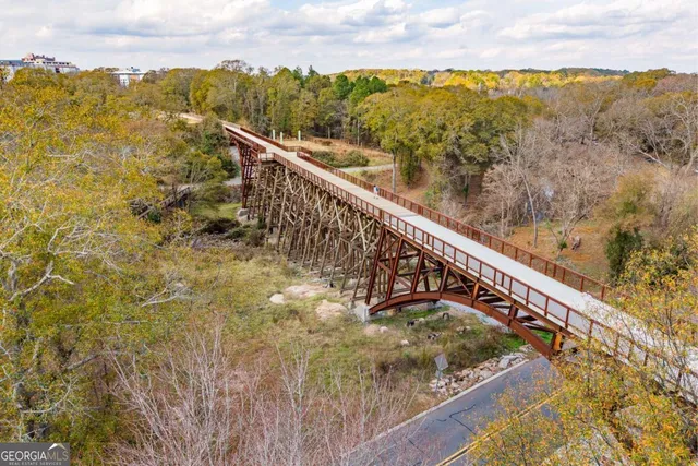 a view of road and trees