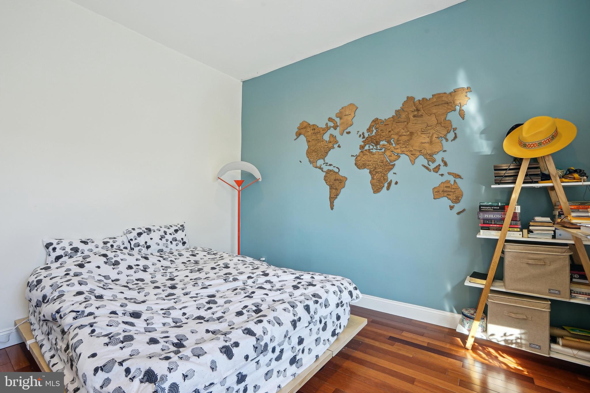 1101 P Street Northwest Washington, DC 20005 - Photo 23 of 50 Bright bedroom with blue accent wall