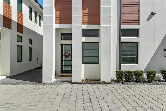 a view of a building with a door