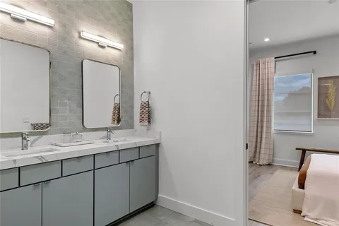 a bathroom with a bathtub