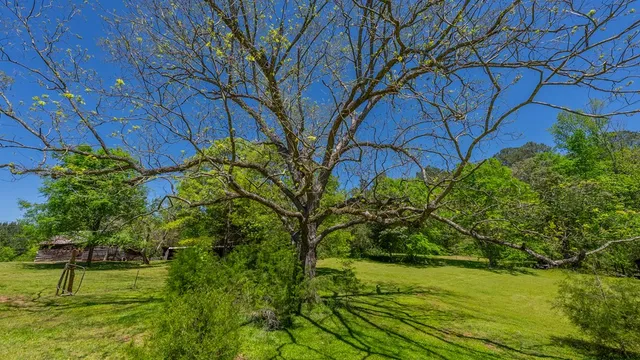 a view of a house with pool and sitting area