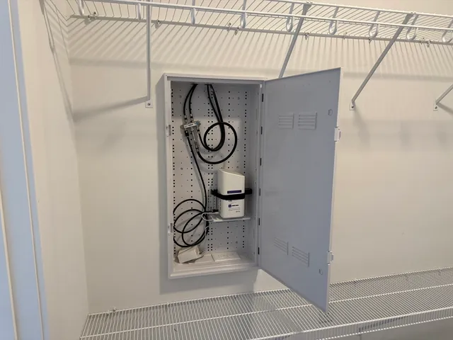 a bathroom with a bathtub