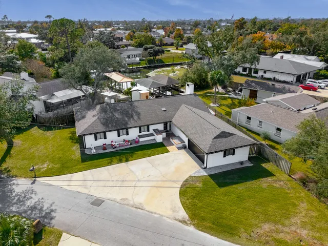an aerial view of a house