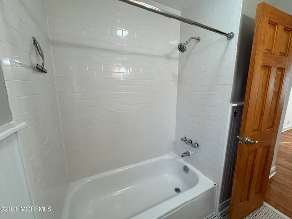 a bathroom with a bathtub