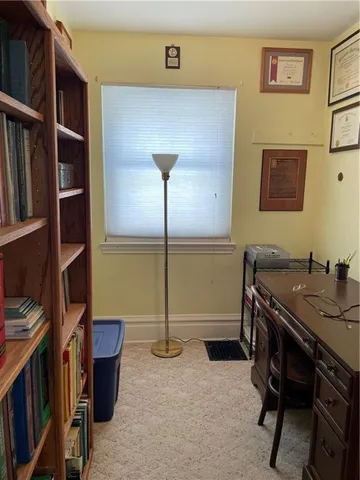 a workspace with furniture