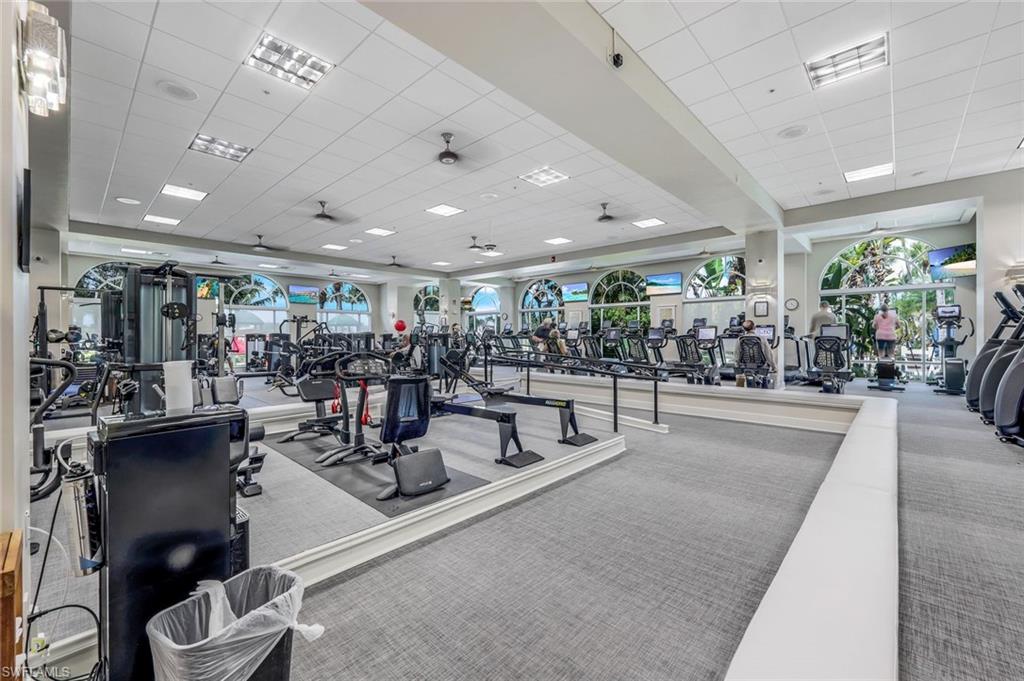 15495 Rio Ponace Court Naples, FL 34114 - Photo 41 of 43 Gym with a drop ceiling, carpet flooring, and healthy amount of natural light