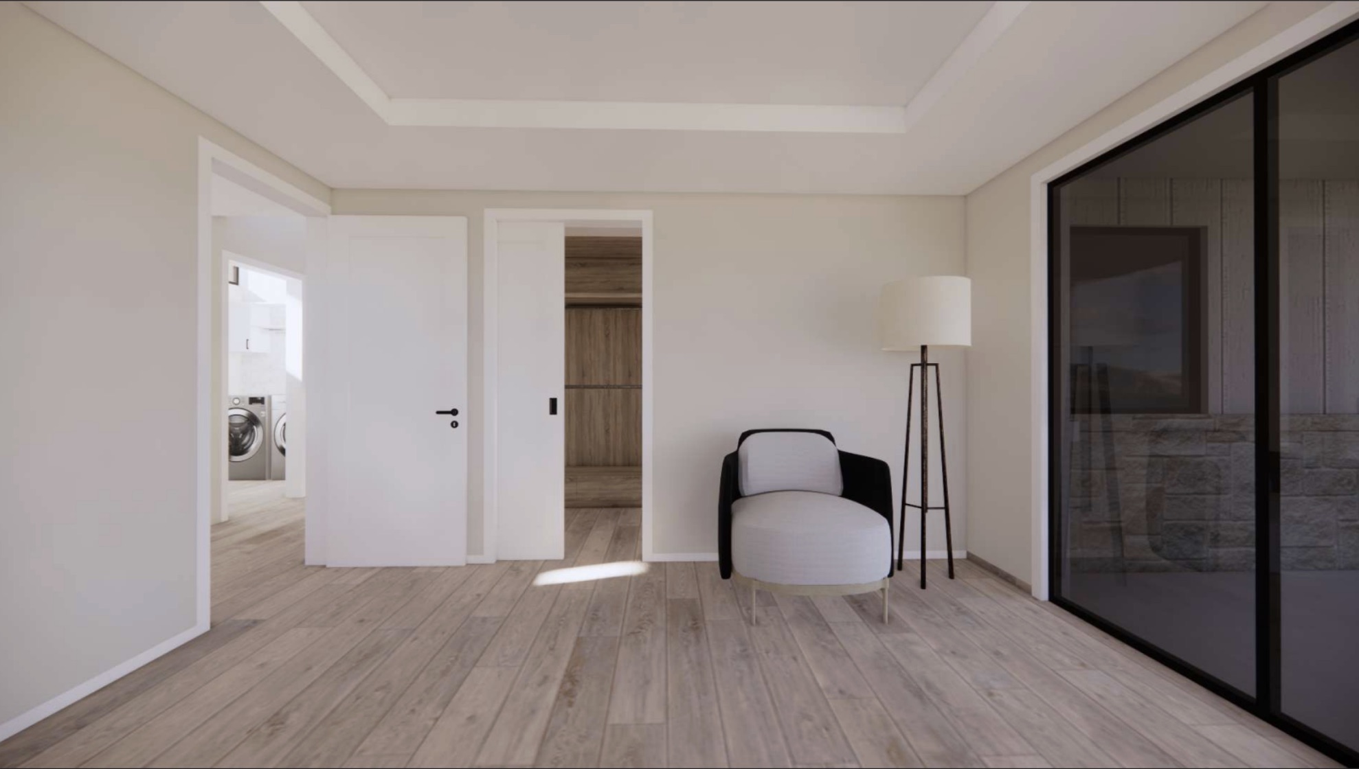 4106 Outpost Trace Lago Vista, TX 78645 - Photo 20 of 40 a view of a bedroom with wooden floor closet and mirror