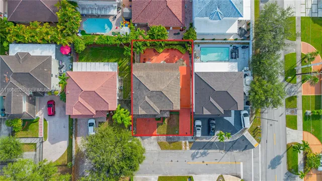 an aerial view of multiple houses
