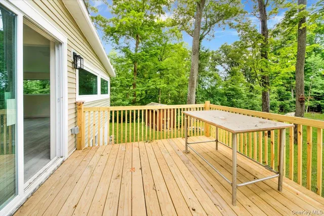 a view of a wooden deck