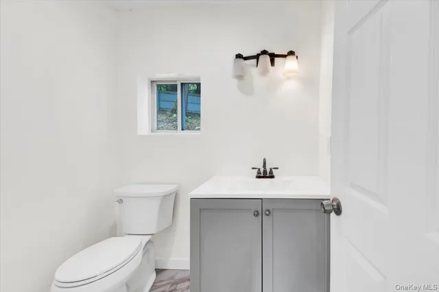 a bathroom with a sink toilet and vanity