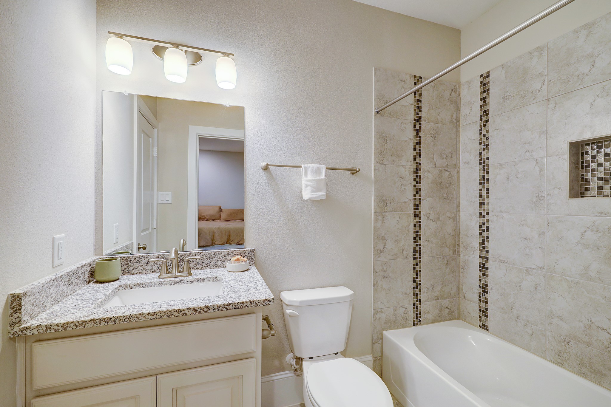 5453 Larkin Street Houston, TX 77007 - Photo 6 of 38 a bathroom with a granite countertop sink toilet and shower