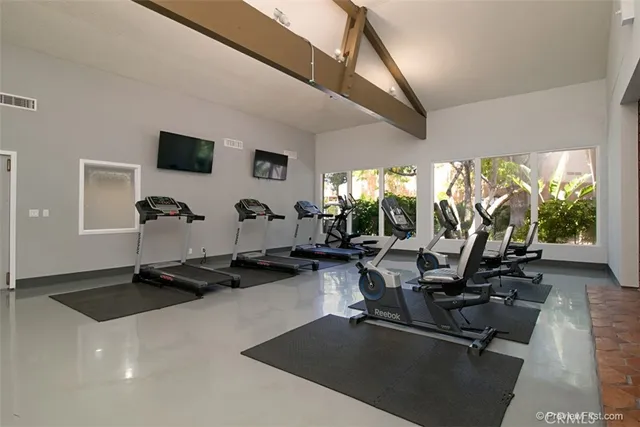 a view of a room with gym equipment