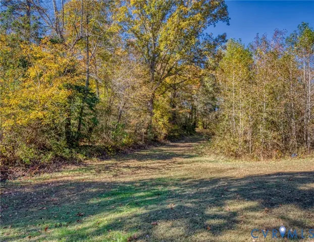 a view of a yard with an trees
