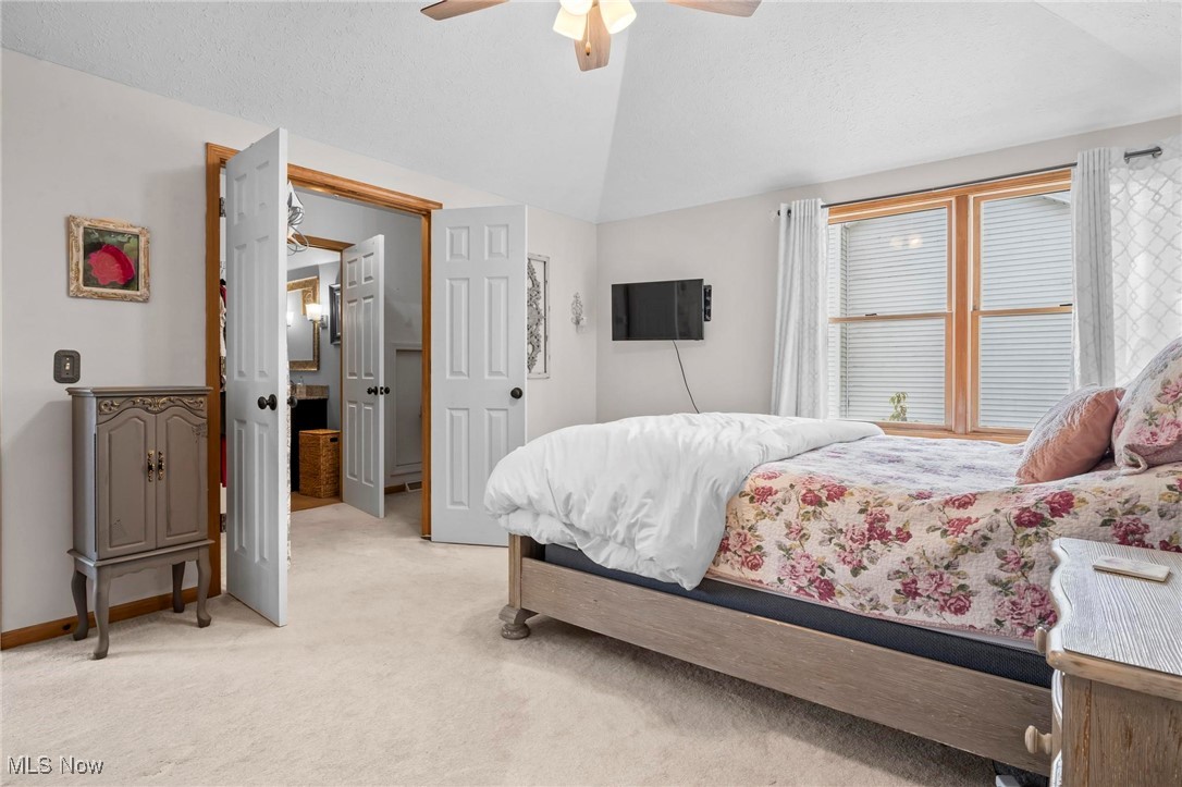9230 Reed Road North Ridgeville, OH 44039 - Photo 18 of 48 Carpeted bedroom featuring ceiling fan and lofted ceiling