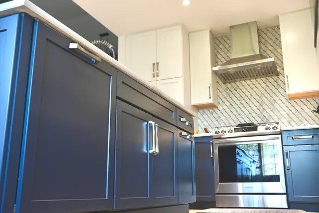 a view of a building from a stairs