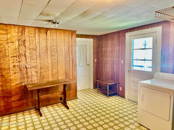 a room with a washer and dryer