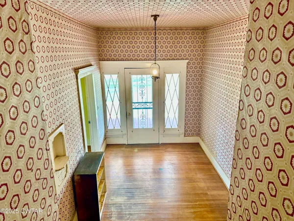 a view of a bathtub in a room