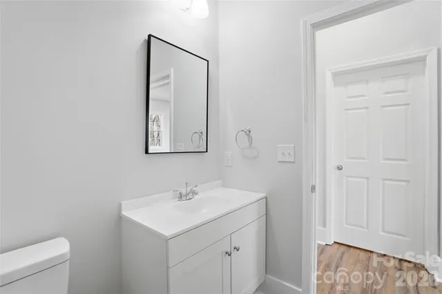 a bathroom with a sink toilet and vanity