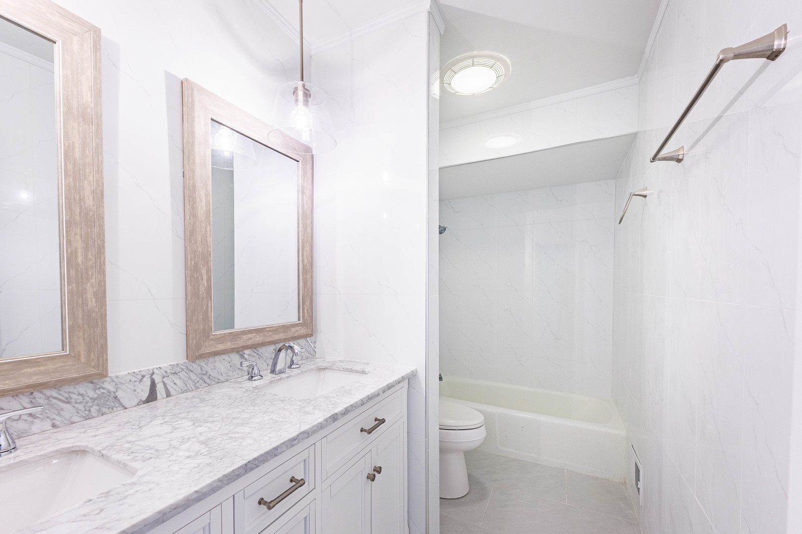 1224 West Whytecliff Road Palatine, IL 60067 - Photo 29 of 50 a bathroom with a granite countertop sink toilet and shower