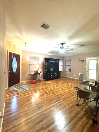 an empty room with windows