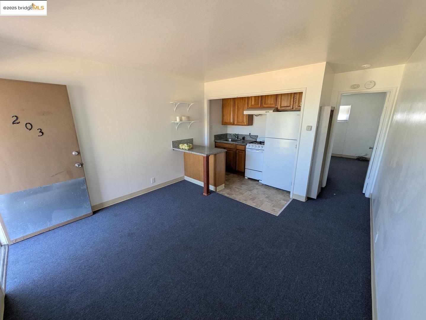 1213 San Pablo Avenue Berkeley, CA 94706 - Photo 9 of 13 a view of a kitchen with refrigerator and microwave