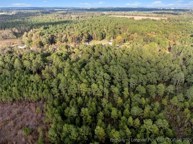 an aerial view of a houses with a yard